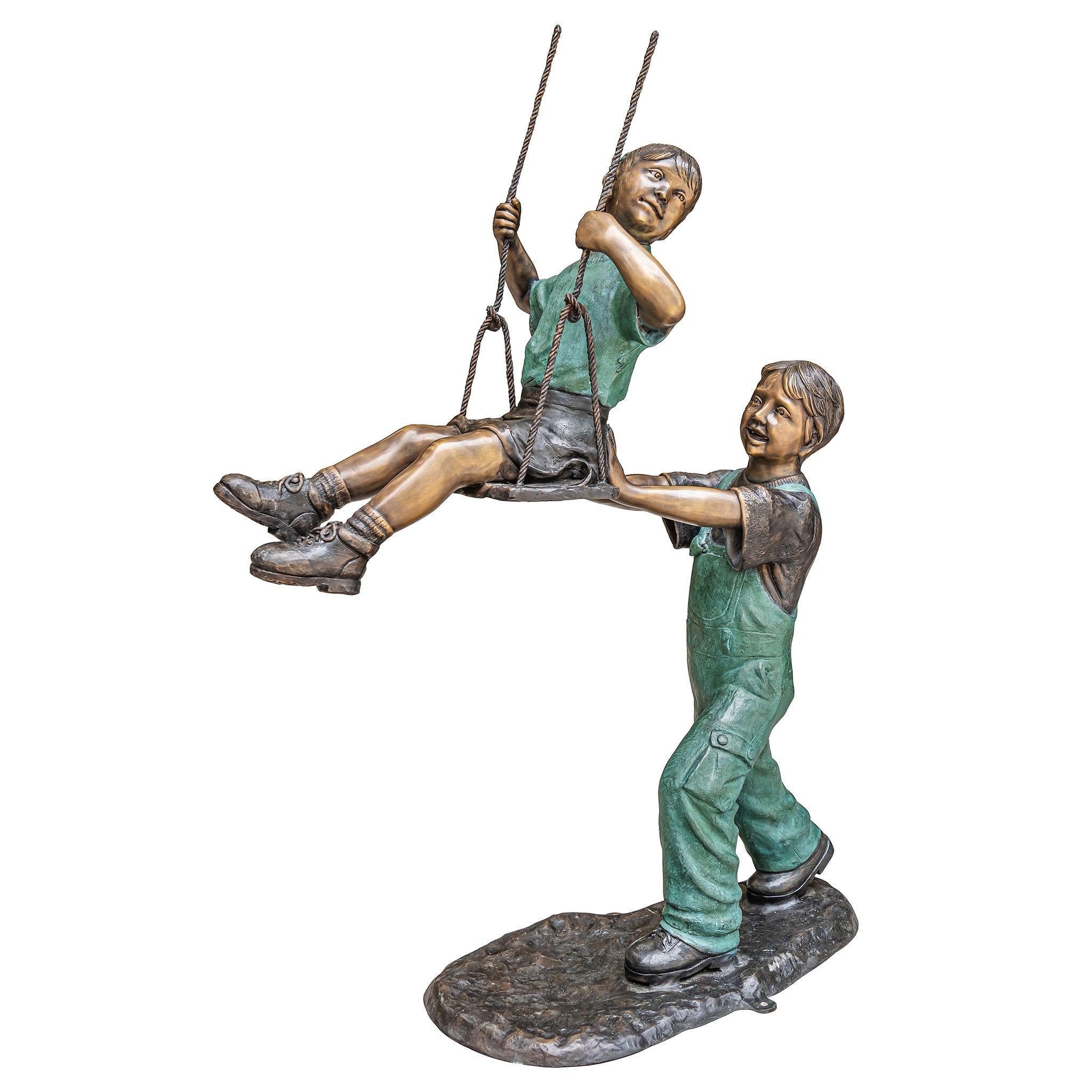 Swinging Children Cast Bronze Garden Statue