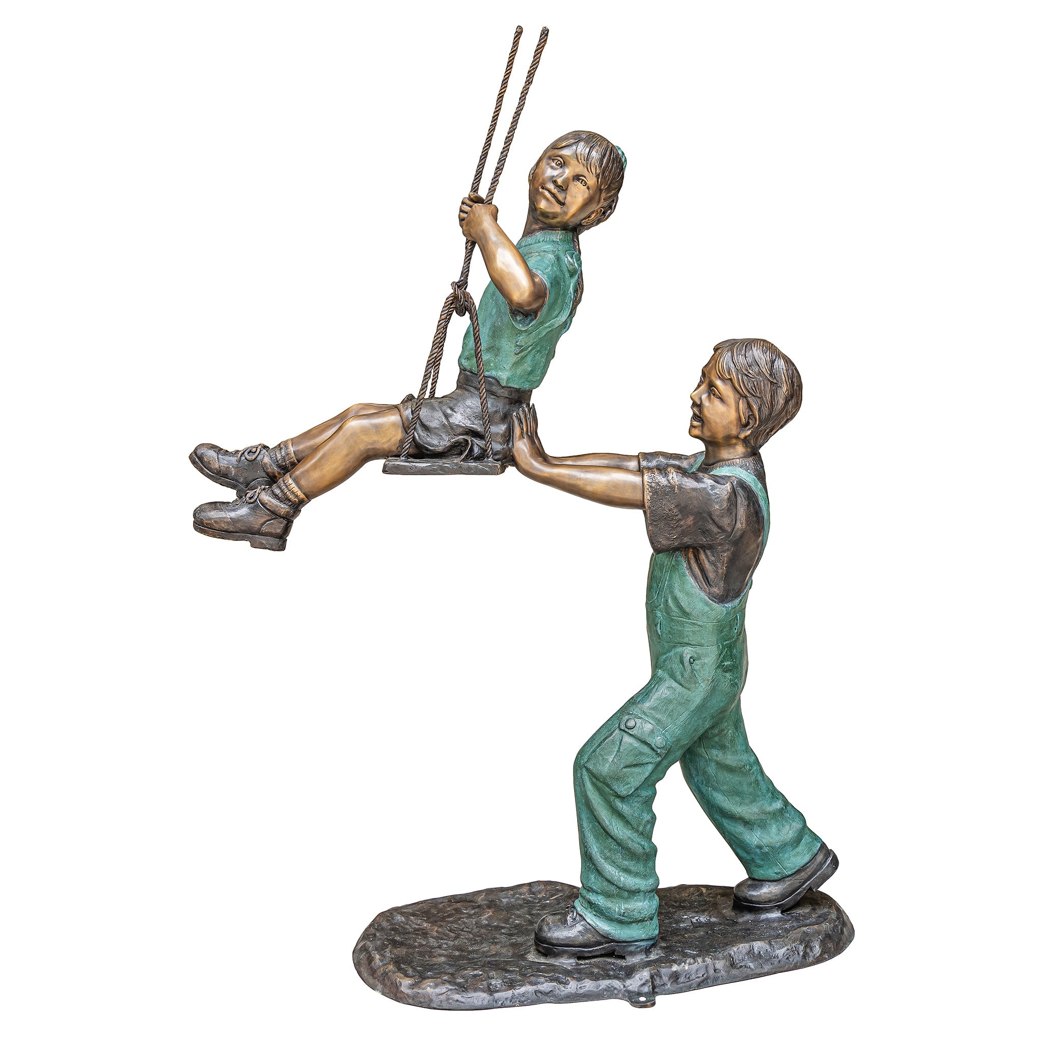 Swinging Children Cast Bronze Garden Statue