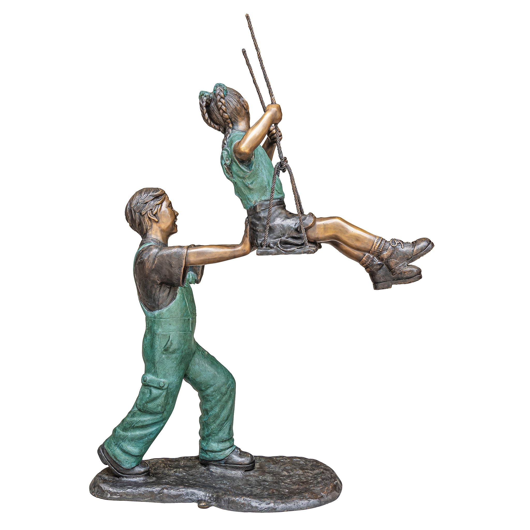 Swinging Children Cast Bronze Garden Statue