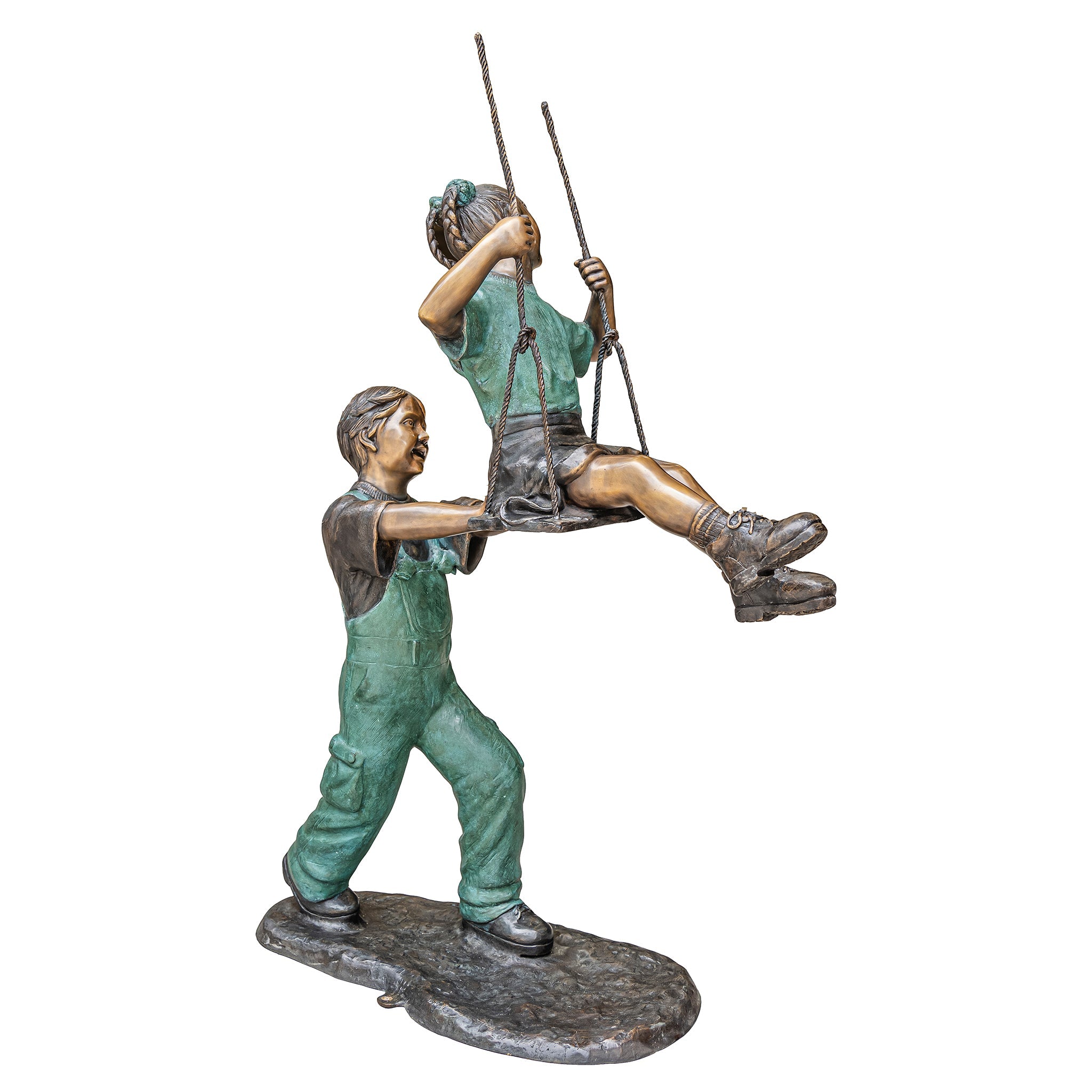 Swinging Children Cast Bronze Garden Statue