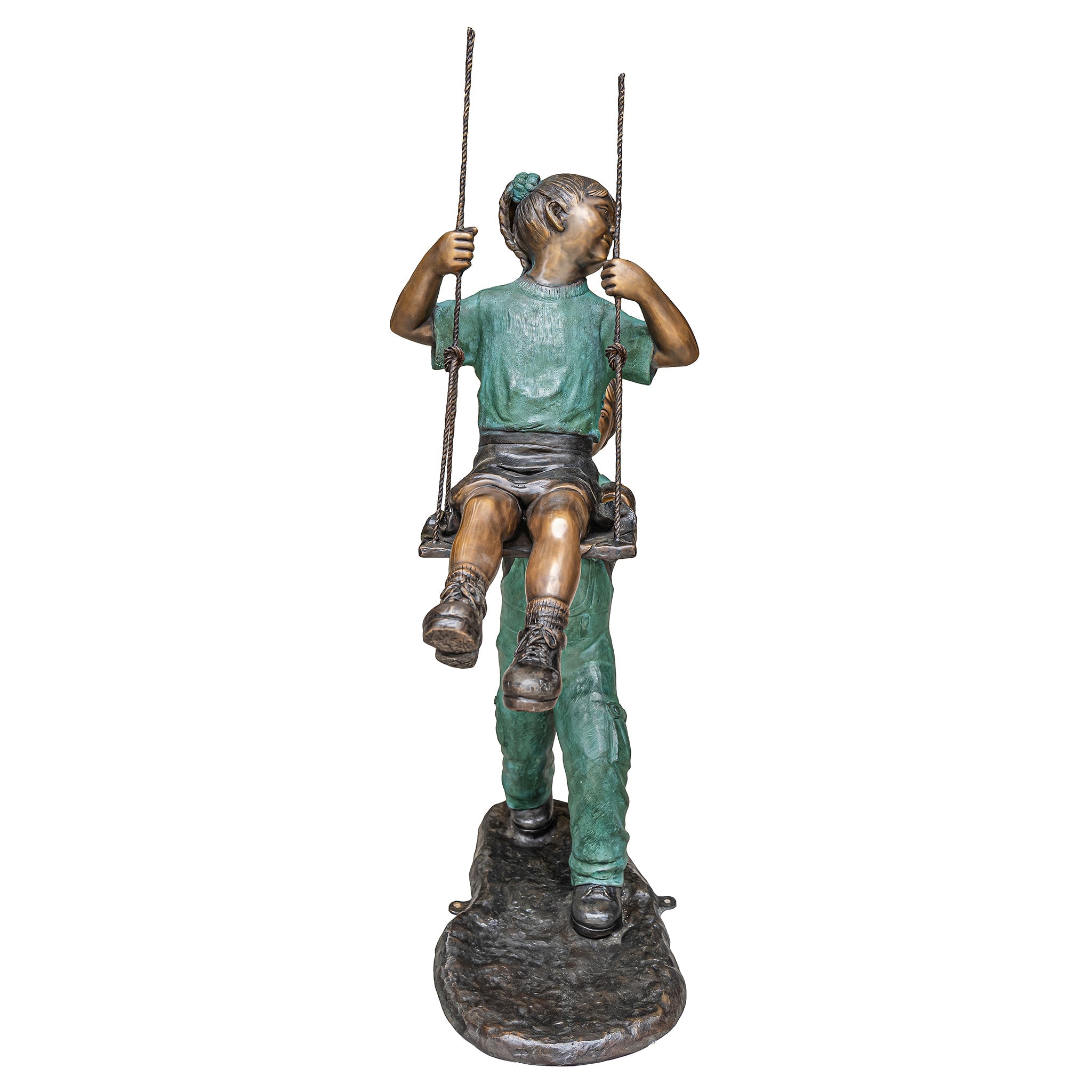 Swinging Children Cast Bronze Garden Statue