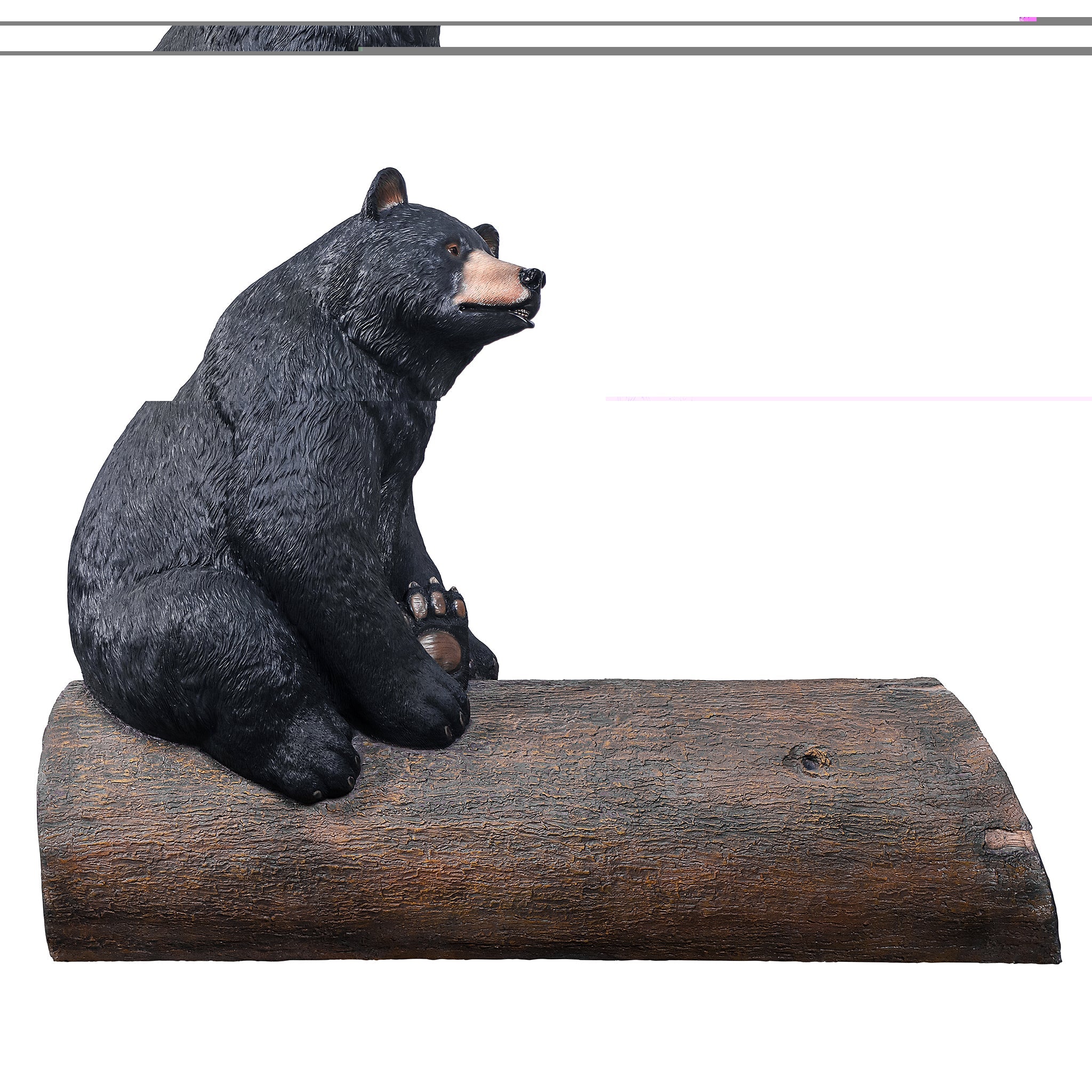 Black Bear on a Log Photo-Op Sculptural Bench