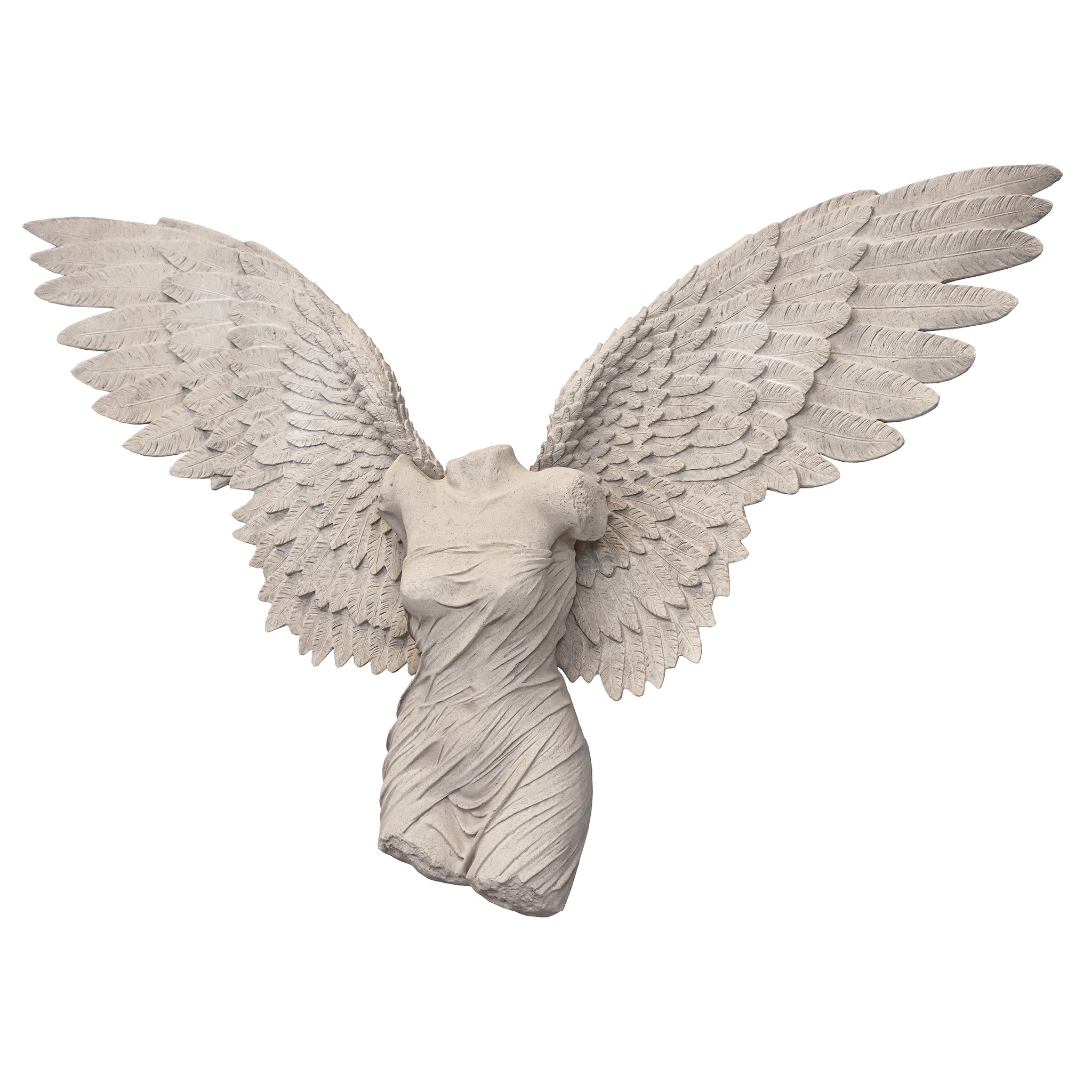 Take Flight Classical Female Torso Angel Wing Wall Sculpture: Stone Version