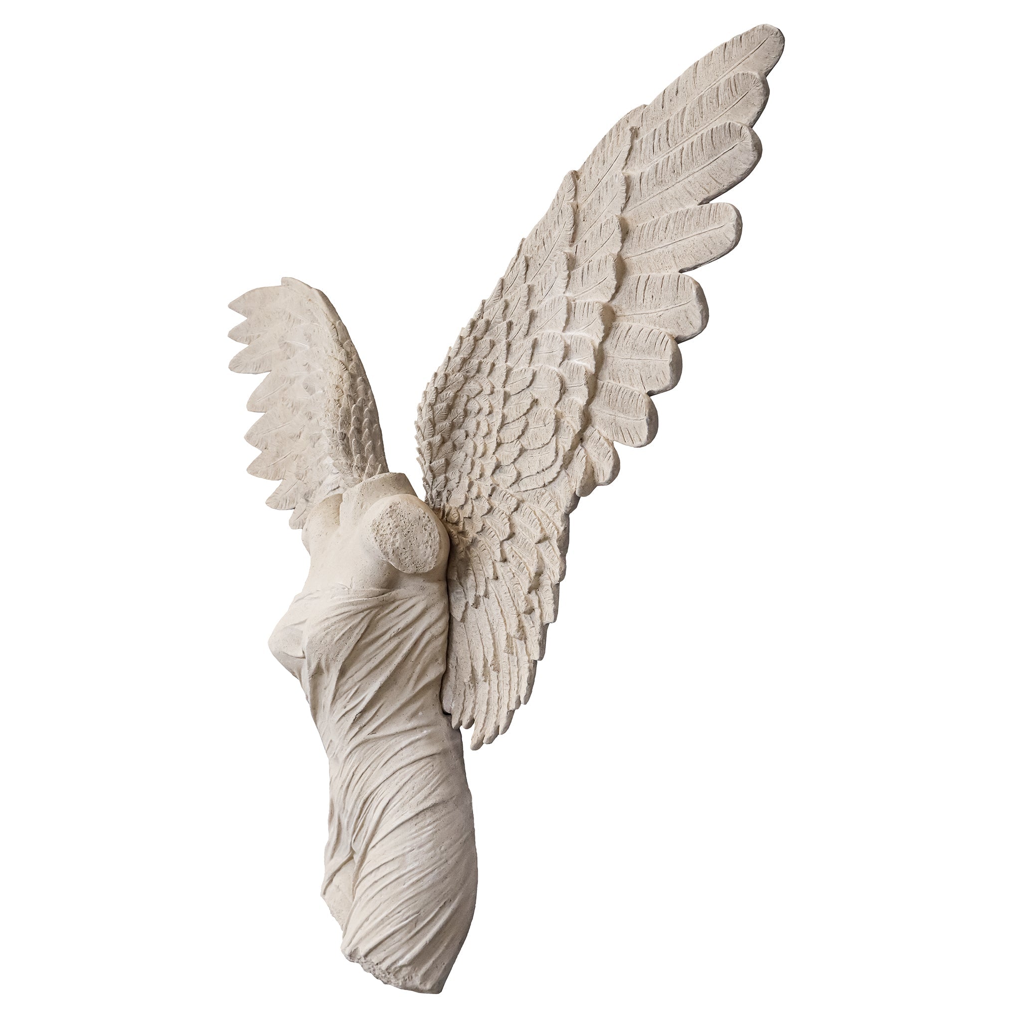 Take Flight Classical Female Torso Angel Wing Wall Sculpture: Stone Version