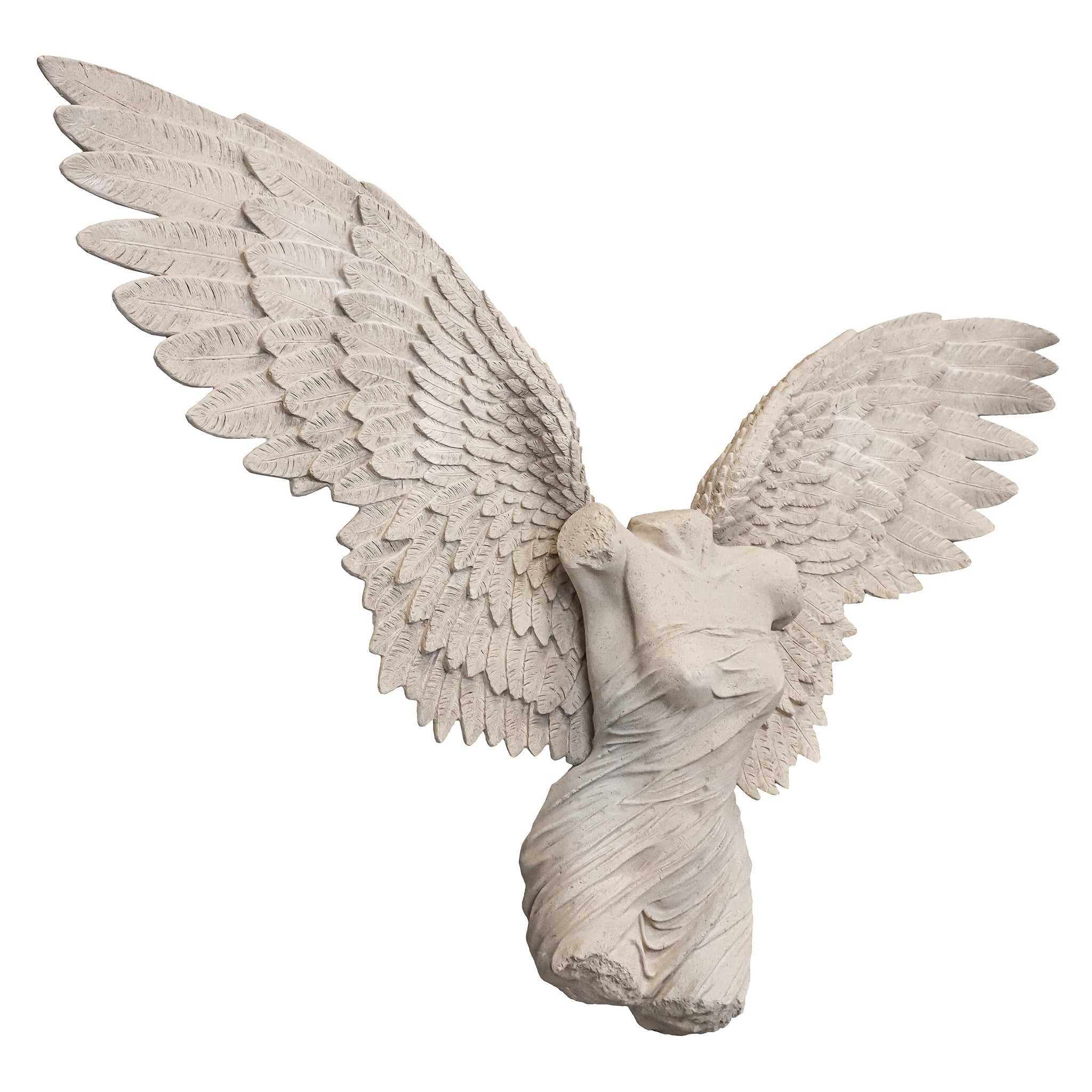 Take Flight Classical Female Torso Angel Wing Wall Sculpture: Stone Version