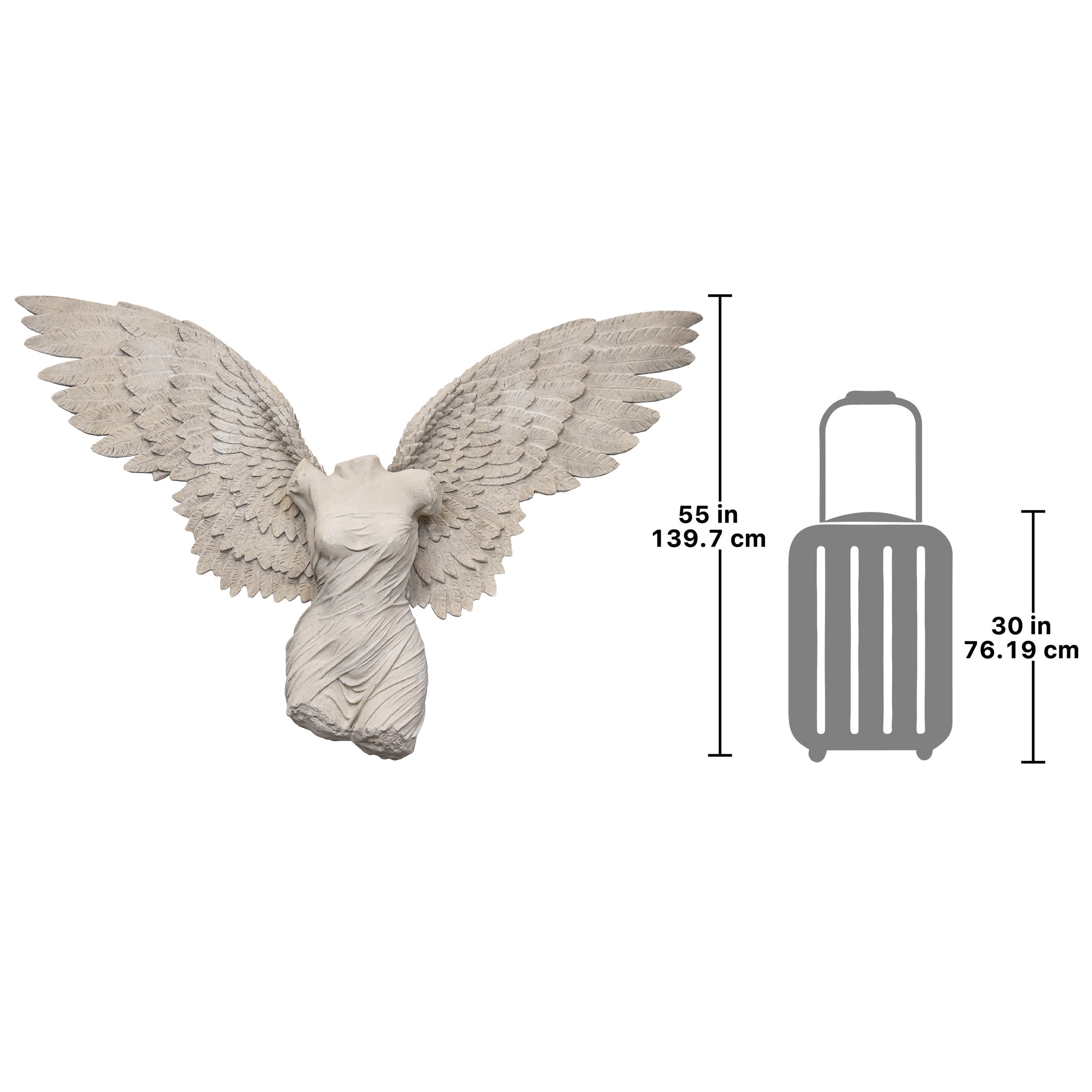 Take Flight Classical Female Torso Angel Wing Wall Sculpture: Stone Version