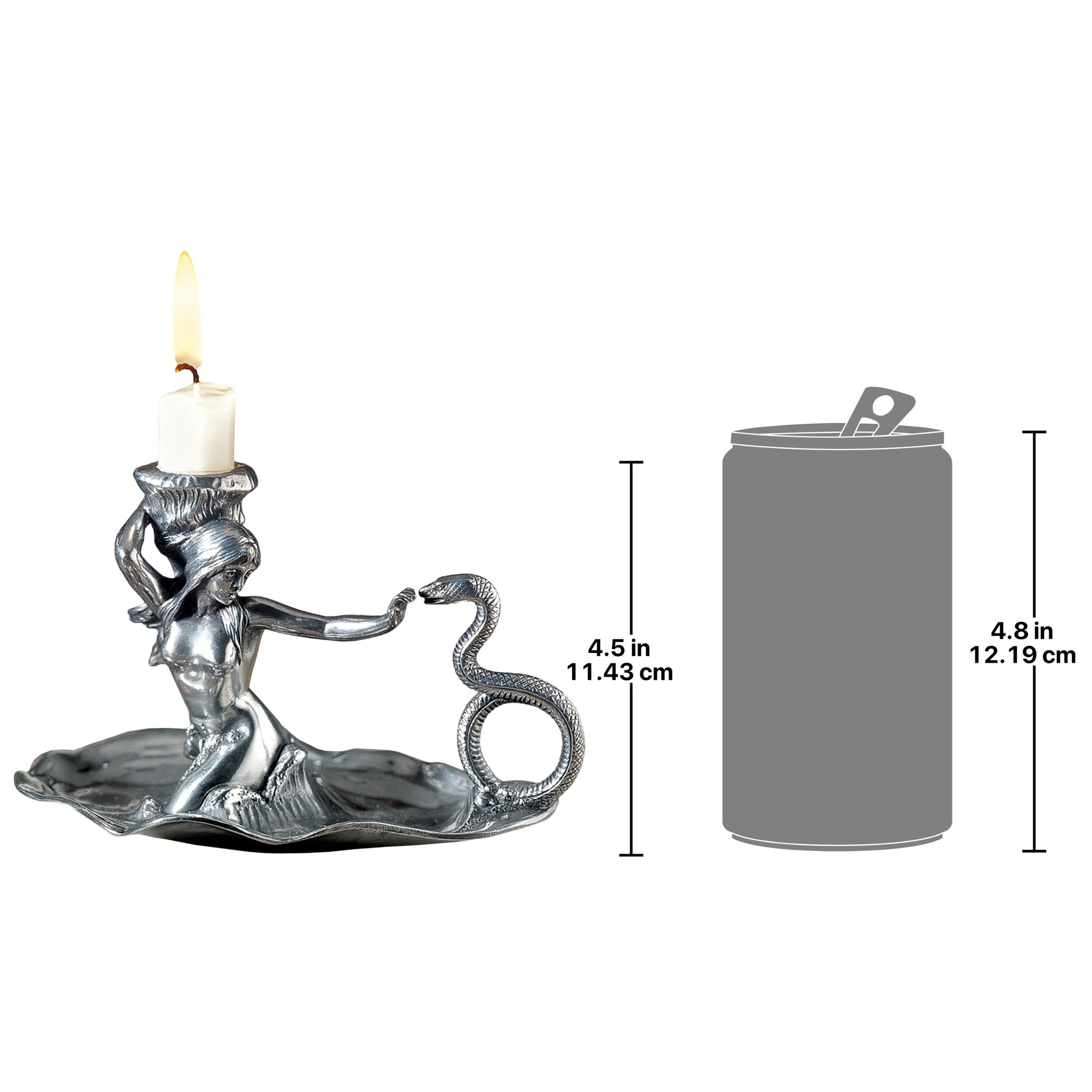 Mermaid Goddess Sculptural Italian Pewter Candlestick