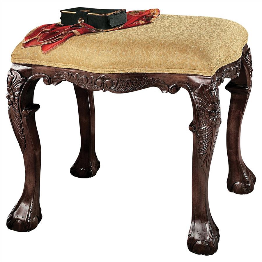 French Baroque Honey Upholstered Bench: Medium