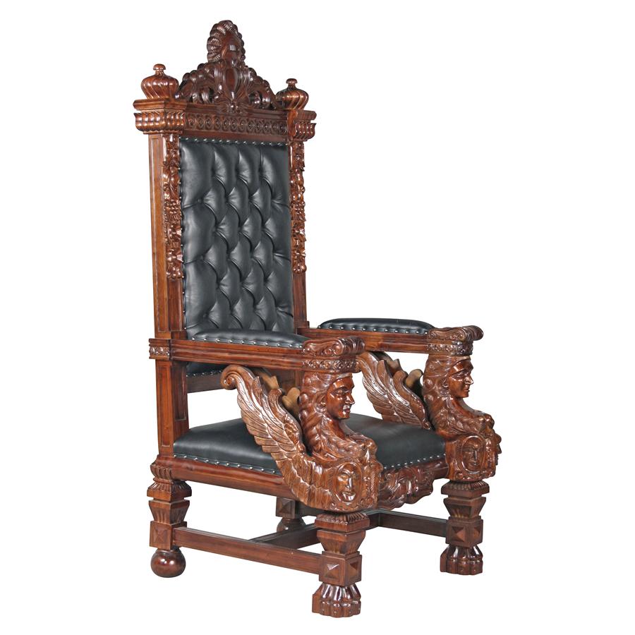The Fitzjames Hand-Carved Solid Mahogany Throne Chair