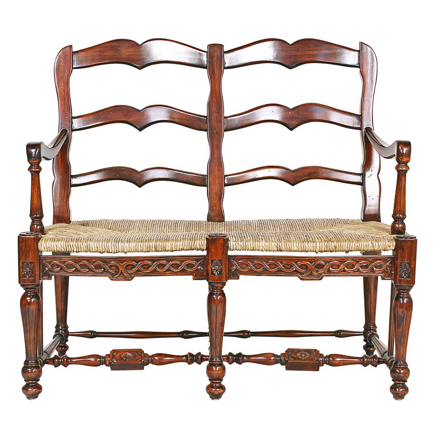 French Provincial Ladderback Settee
