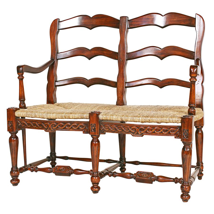 French Provincial Ladderback Settee