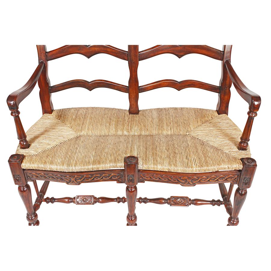 French Provincial Ladderback Settee