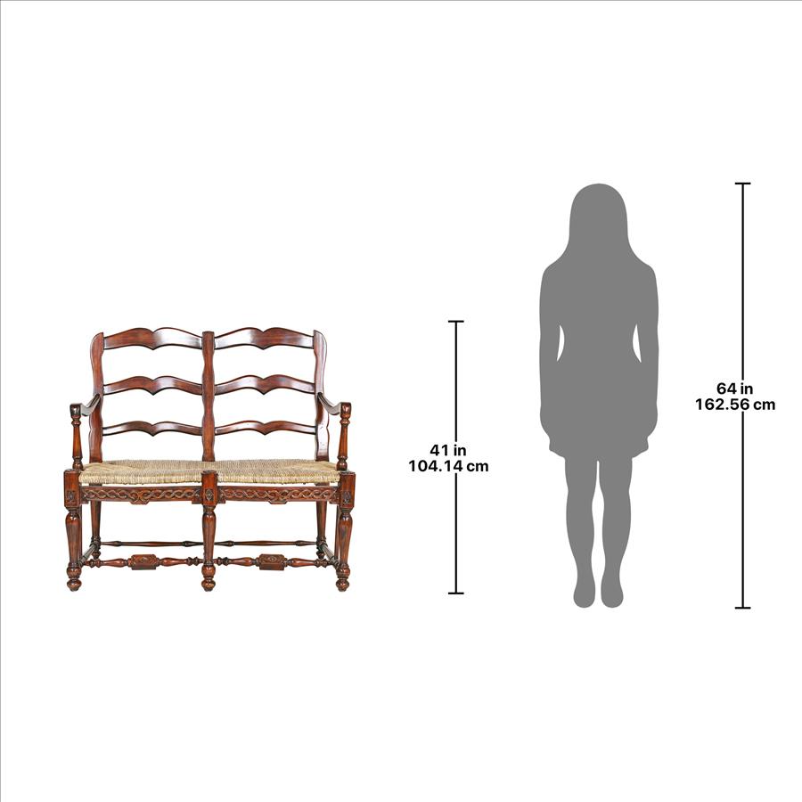 French Provincial Ladderback Settee