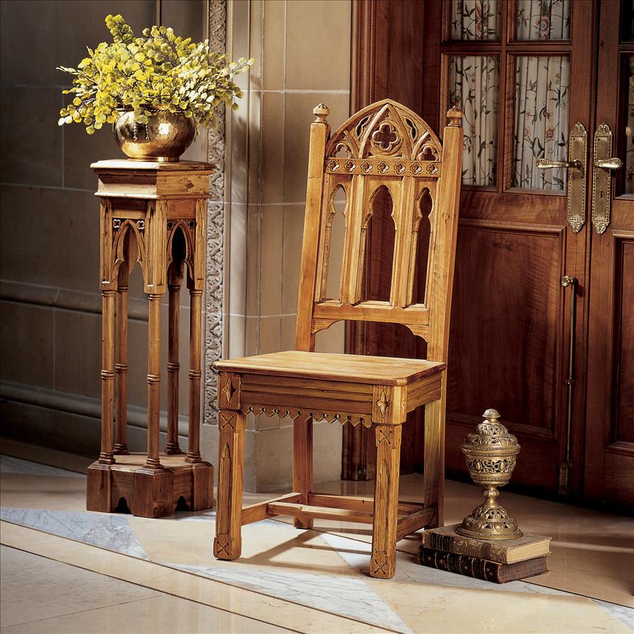 Sudbury Hand-Carved Mahogany Gothic Side Chair: Each