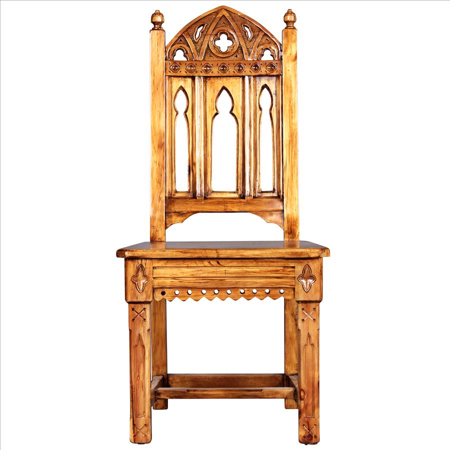 Sudbury Hand-Carved Mahogany Gothic Side Chair: Each