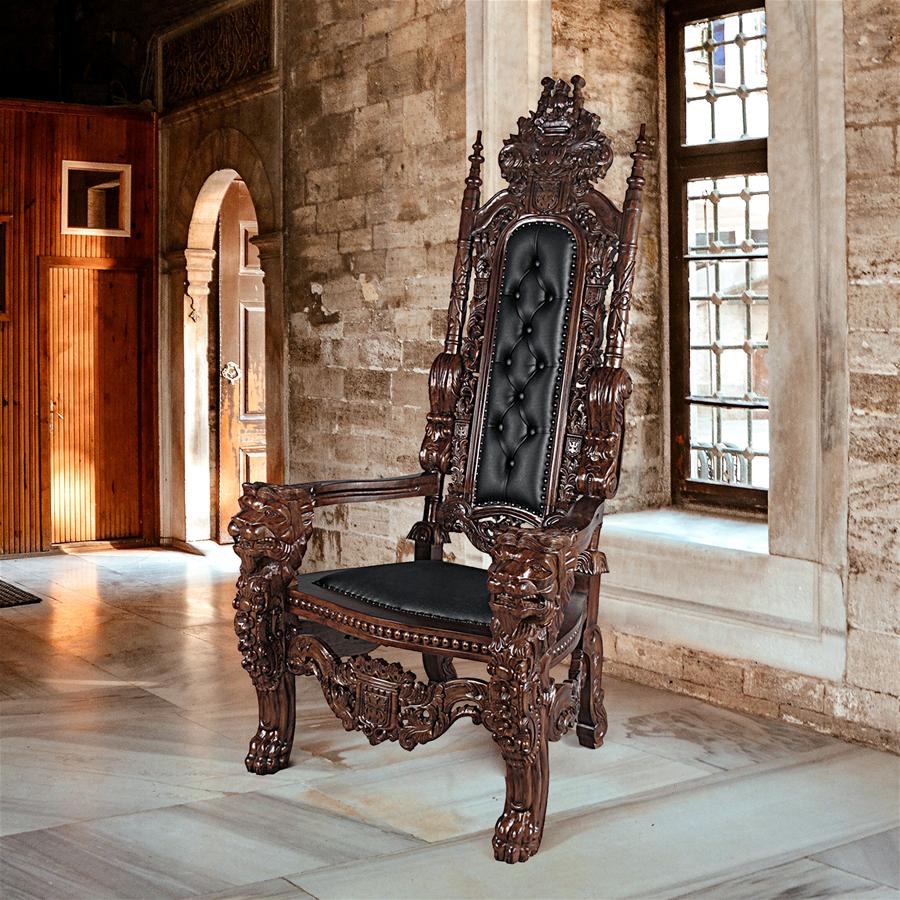 The Lord Raffles Lion Leather Throne Chair