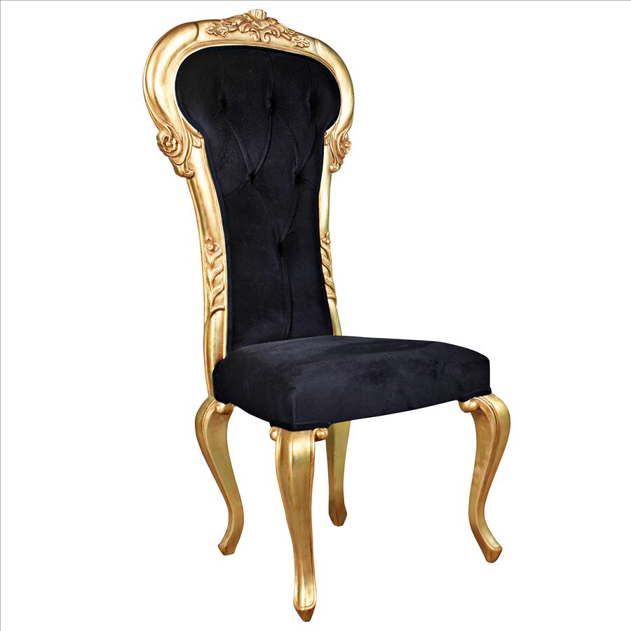Delacroix Ebony Velvet Gilded Side Chair: Each