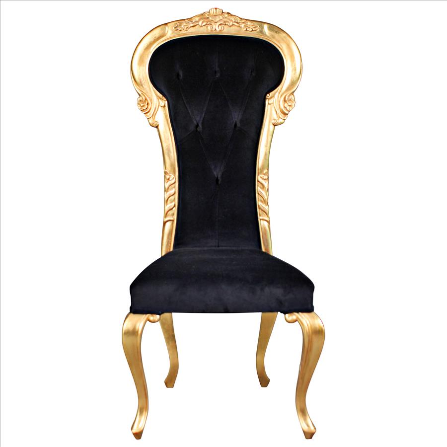 Delacroix Ebony Velvet Gilded Side Chair: Each