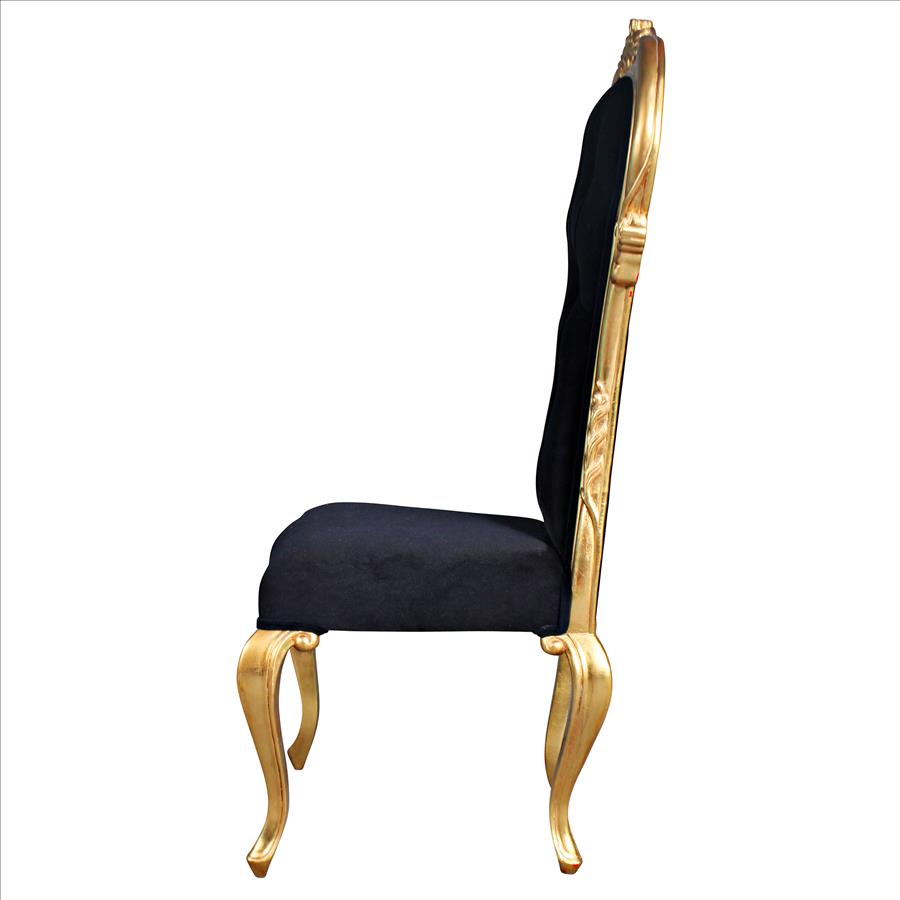 Delacroix Ebony Velvet Gilded Side Chair: Each