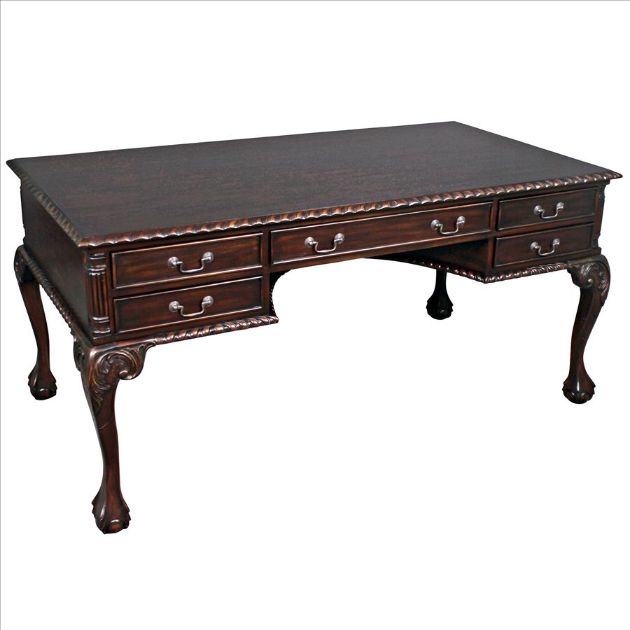 19th Century Chippendale Mahogany Partners Writing Desk