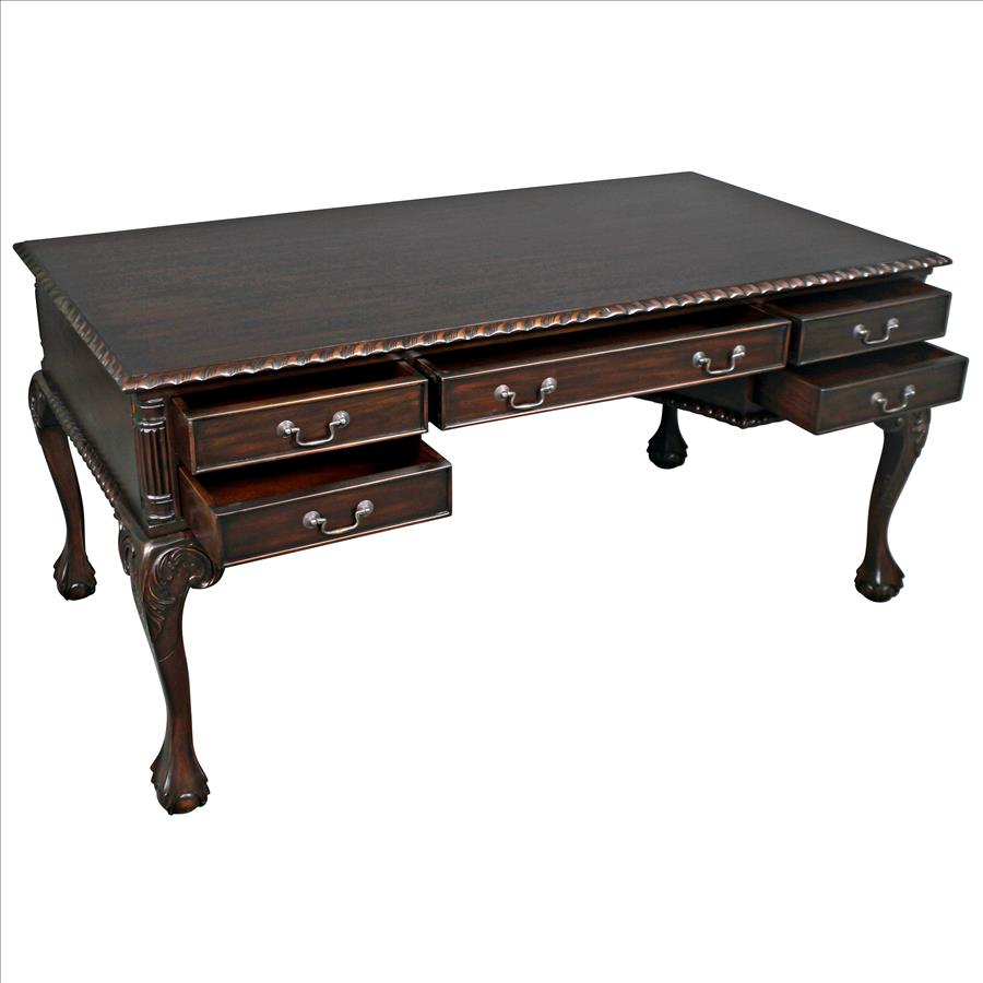 19th Century Chippendale Mahogany Partners Writing Desk