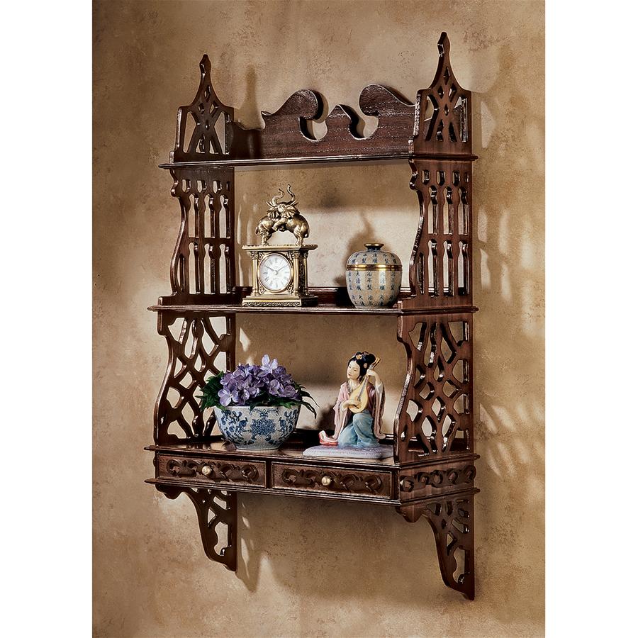 Chinese Chippendale-Style Hardwood Curio Shelves