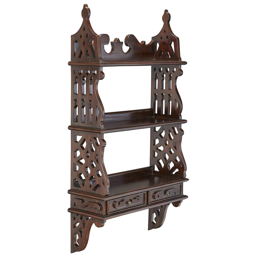 Chinese Chippendale-Style Hardwood Curio Shelves