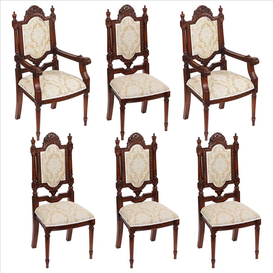 Salon des Rosiers Dining Chairs: Set of Six - Two Armchairs and 4 Side Chairs