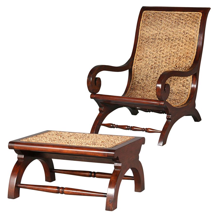 British Plantation Chair and Footstool