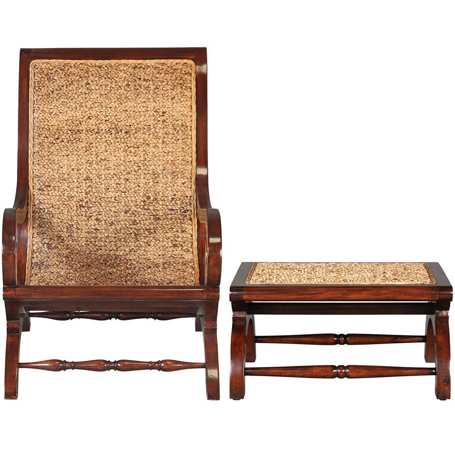 British Plantation Chair and Footstool