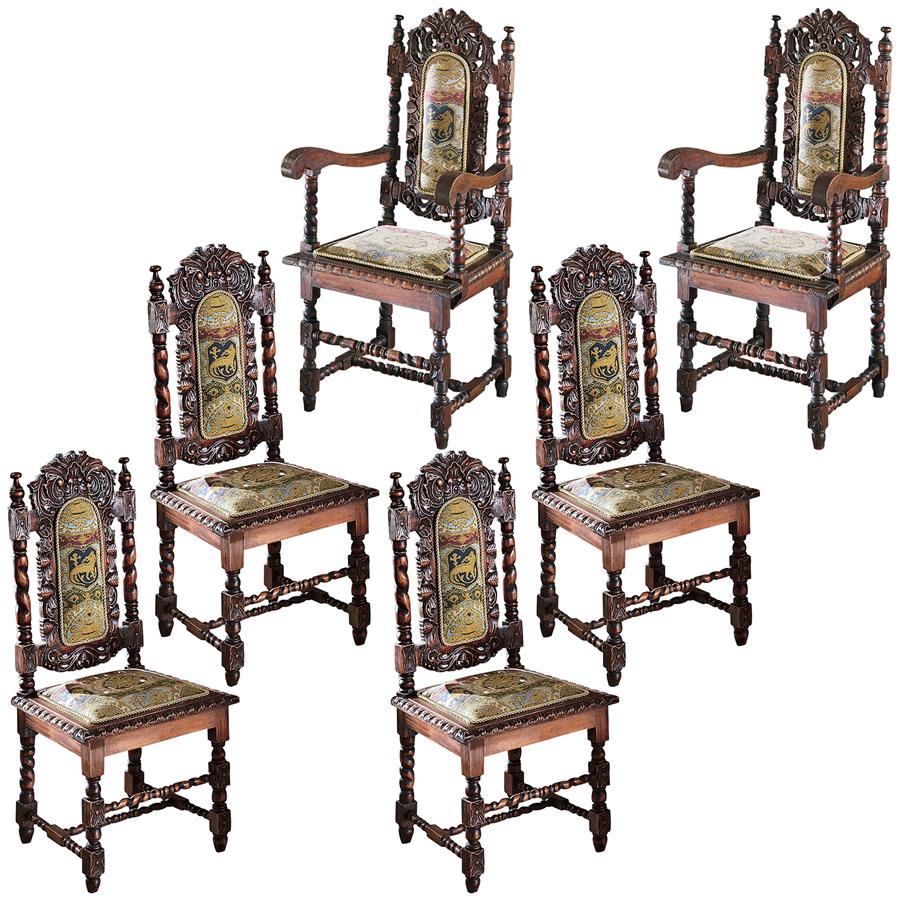 Charles II Chairs: Set of Four Side Chairs and Two Armchairs
