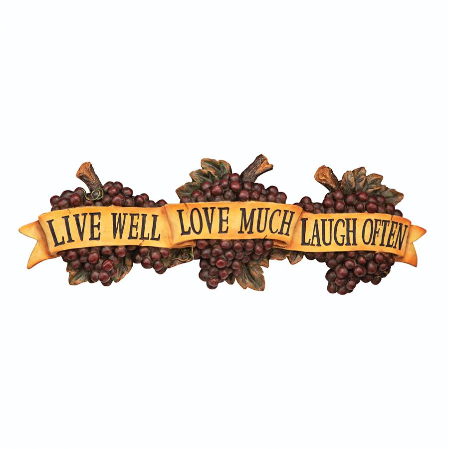 Live-Love-Laugh Italian Sign Grape Wall Sculpture