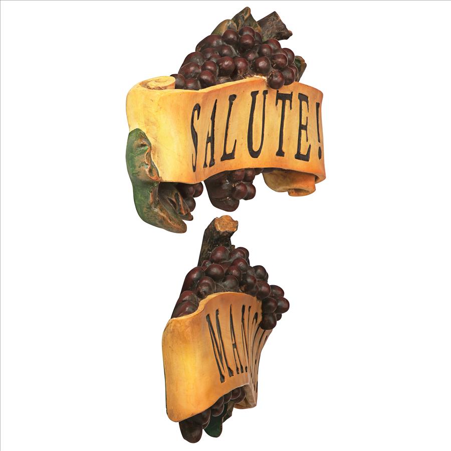 Salute and Mangia Italian Signs Grape Wall Sculptures: Set of Two