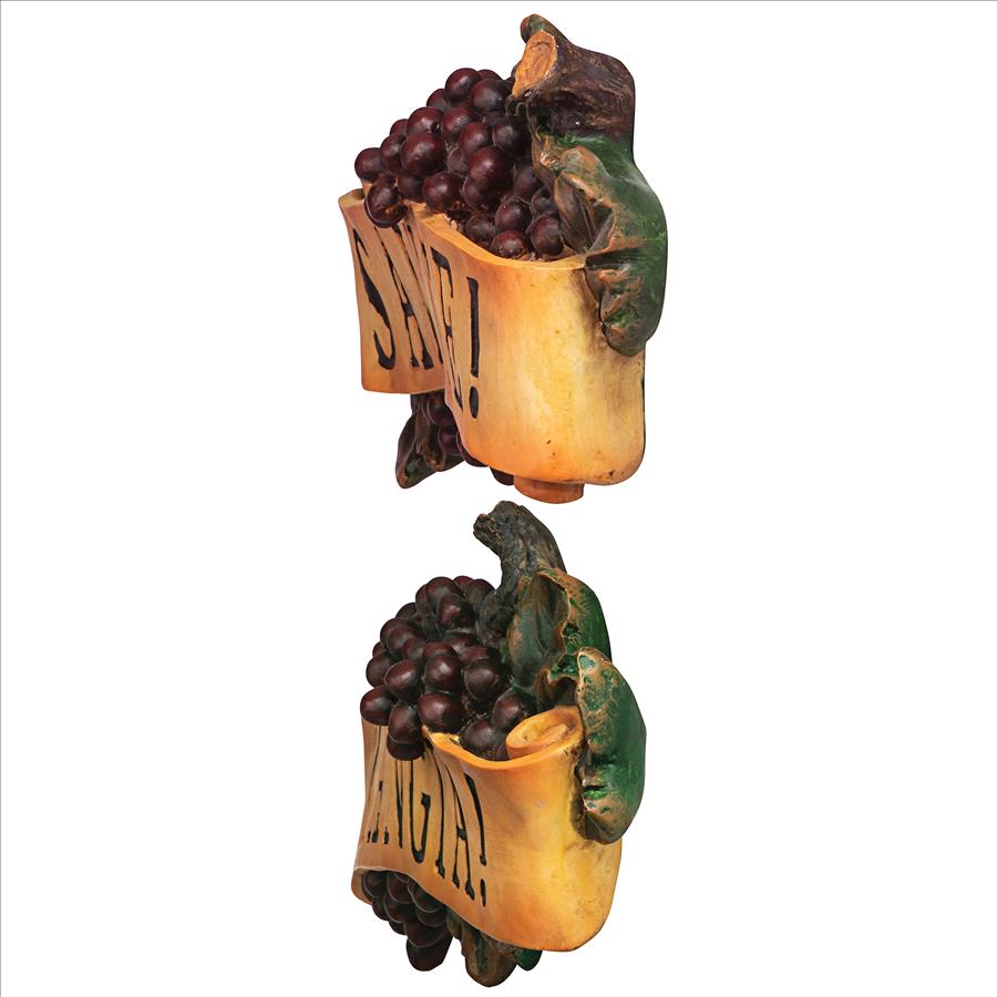 Salute and Mangia Italian Signs Grape Wall Sculptures: Set of Two