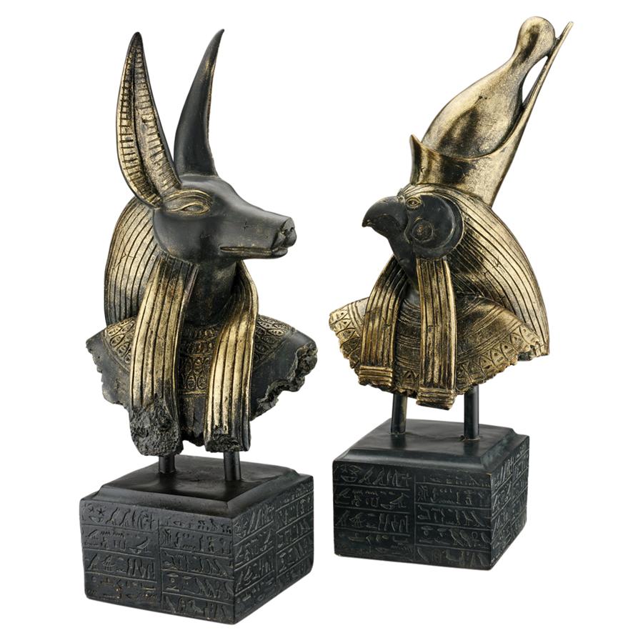 Gods of Ancient Egypt Sculptures: Anubis and Horus