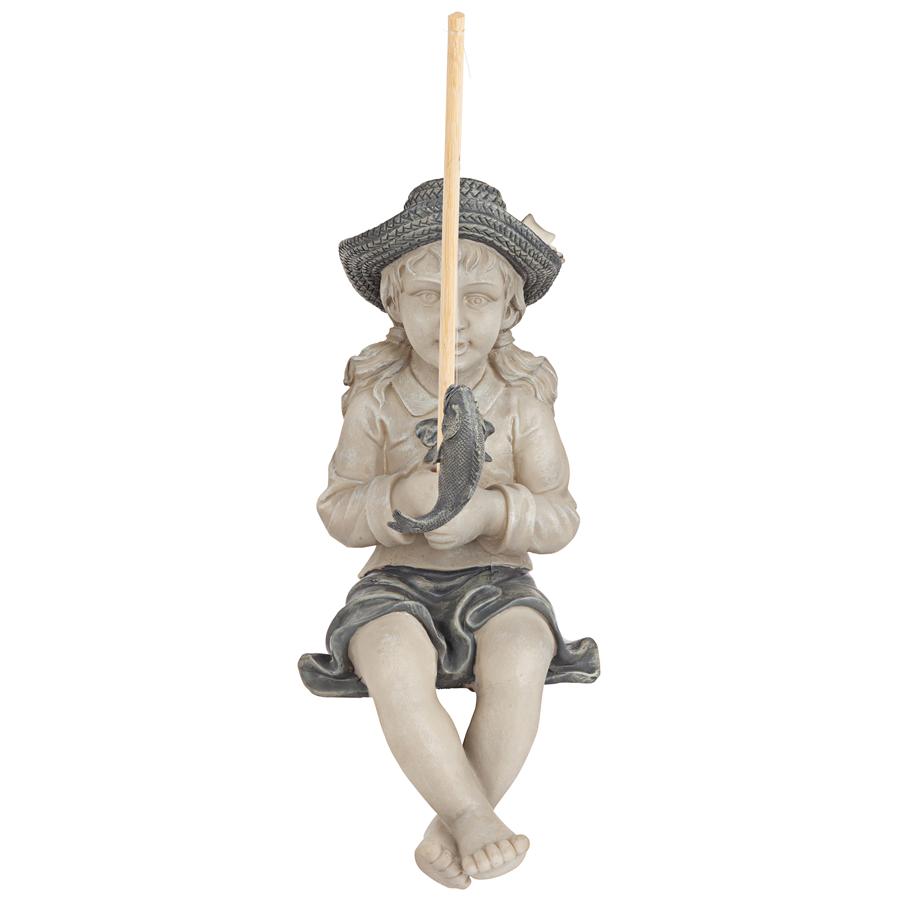 Nellie's Big Catch Fisherwoman Statue: Medium