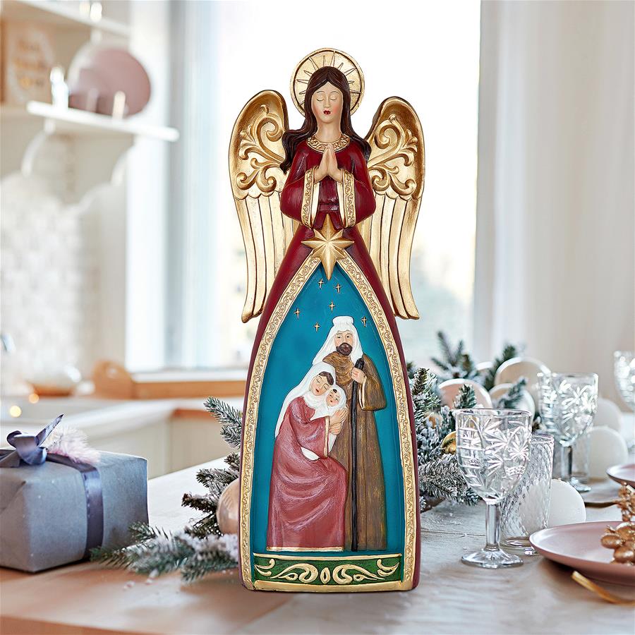 Blessed Holy Family Christmas Nativity Scene Angel Statue