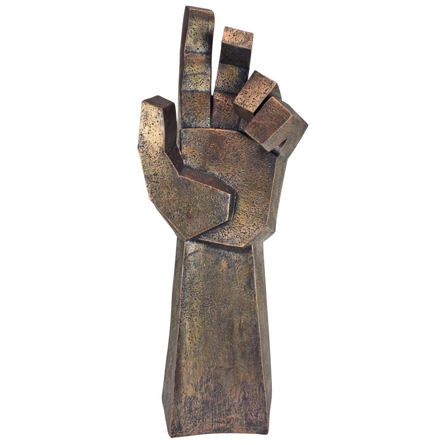 Freedom Rising Modern Cubist Outstretched Hand Statue