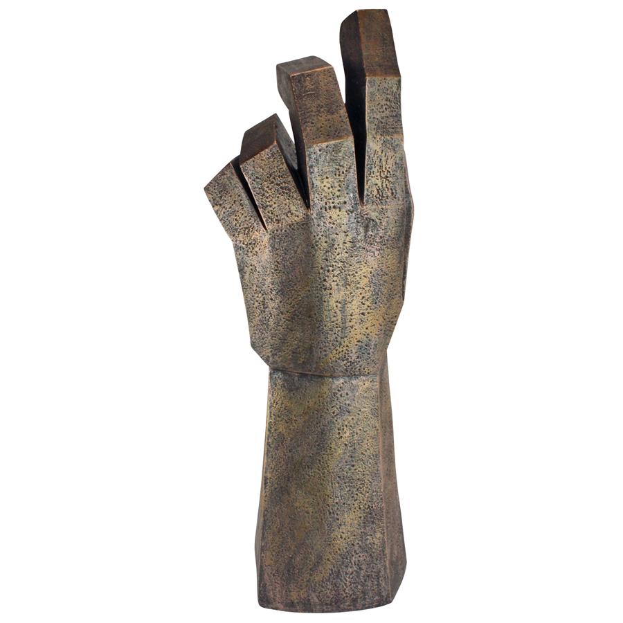 Freedom Rising Modern Cubist Outstretched Hand Statue