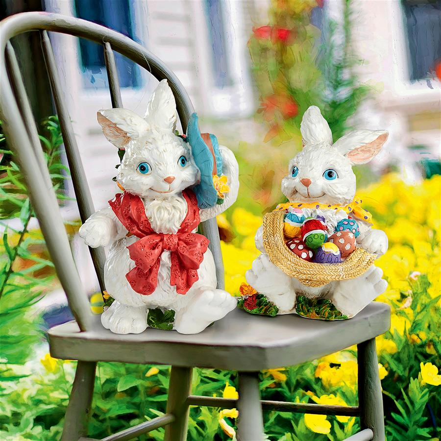 Constance and Mortimer Easter Rabbit Statues