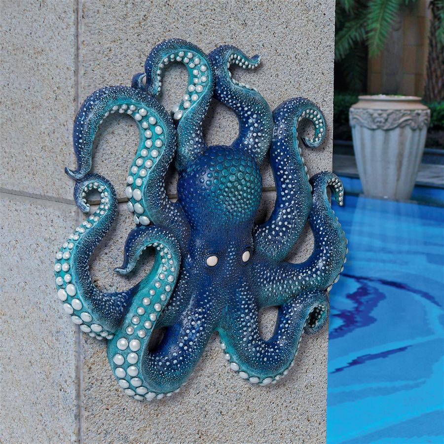 Deadly Blue Octopus of the Coral Reef Wall Sculpture