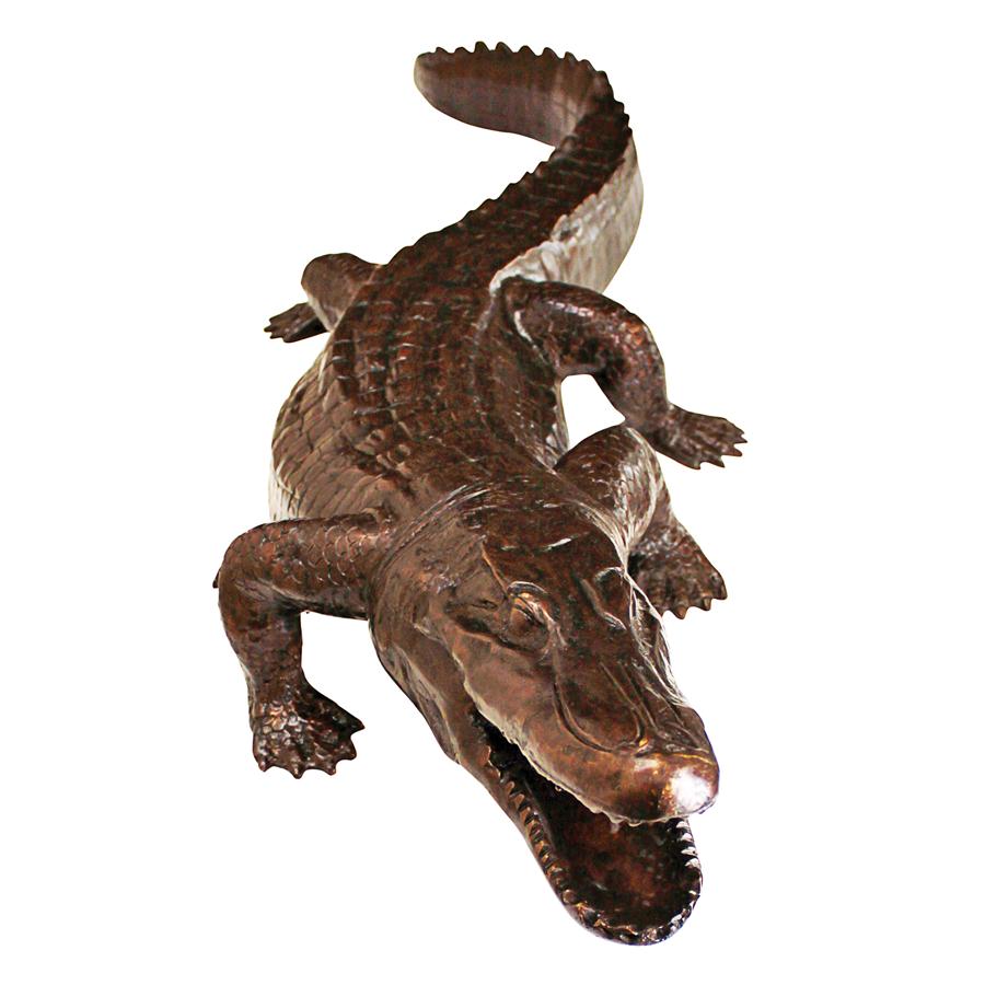 Prowling Alligator Cast Bronze Garden Statue