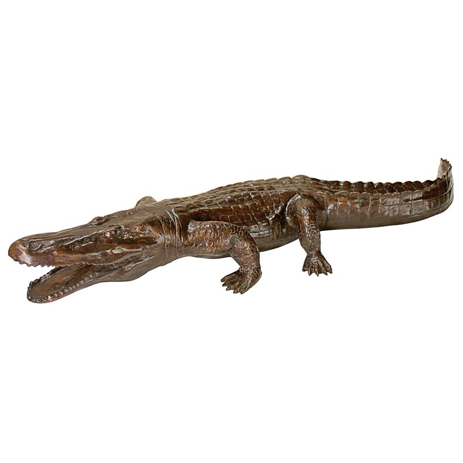 Prowling Alligator Cast Bronze Garden Statue