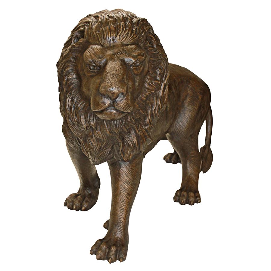 Guardian Lion Cast Bronze Garden Statue: Left Foot Forward