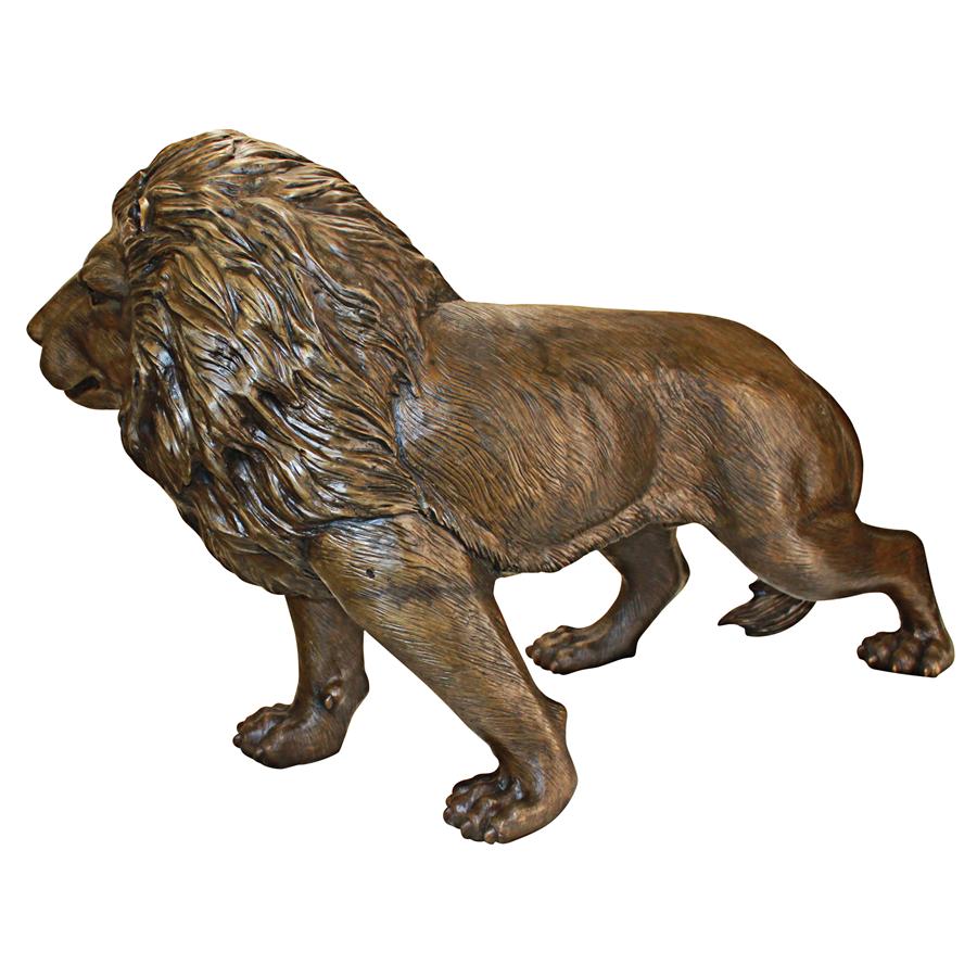 Guardian Lion Cast Bronze Garden Statue: Right Foot Forward