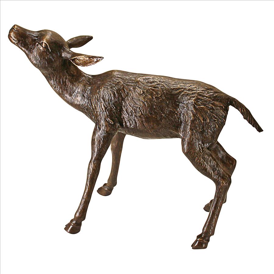 Standing Baby Fawn Deer Cast Bronze Garden Statue