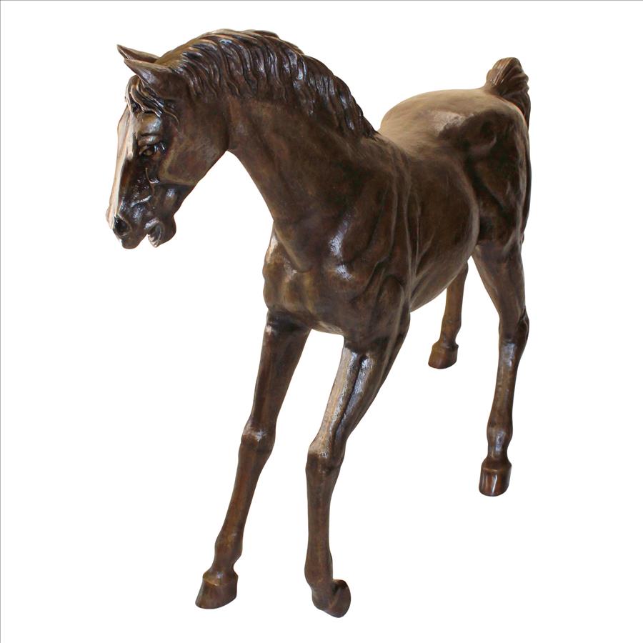 Trotting Thoroughbred Horse Cast Bronze Garden Statue