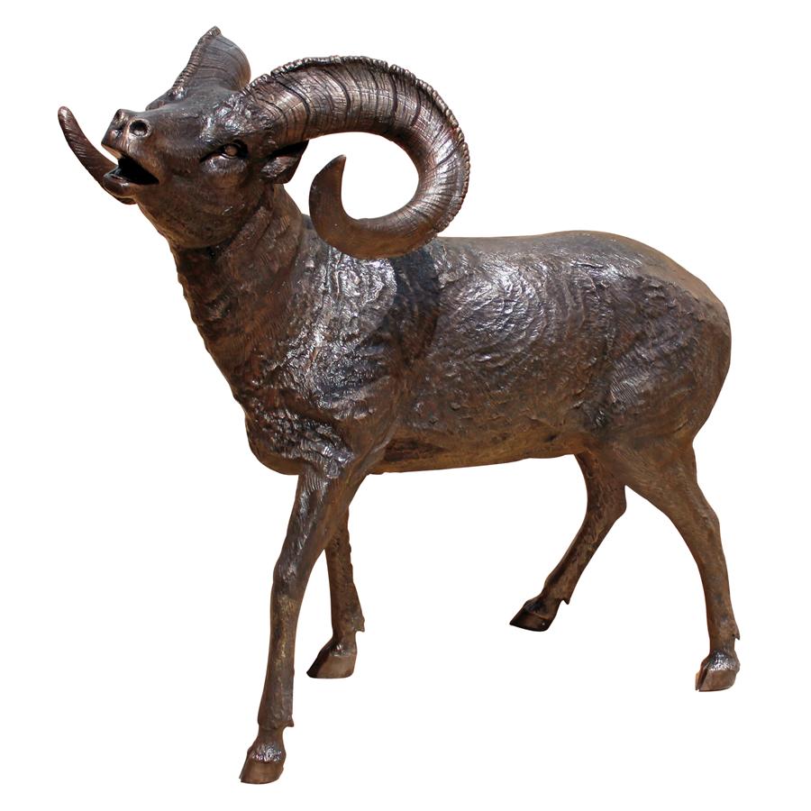 Big Horn Sheep Cast Bronze Garden Statue