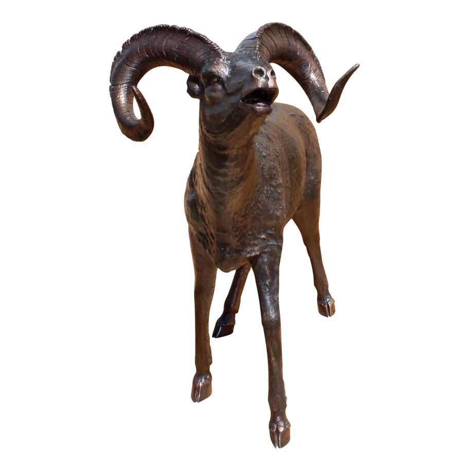 Big Horn Sheep Cast Bronze Garden Statue