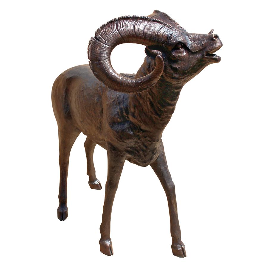 Big Horn Sheep Cast Bronze Garden Statue